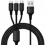 Kabel USB - USB typ C / microUSB / Lightning Izoxis 19902 1,2 m czarny