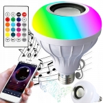 ŻARÓWKA LED E27 RGB Z GŁOŚNIKIEM BLUETOOTH + PILOT