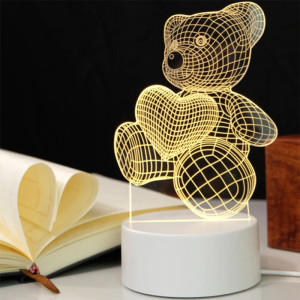 3D LED нощна лампа в три варианта Мече, Сърце и Китара - 3DLamp