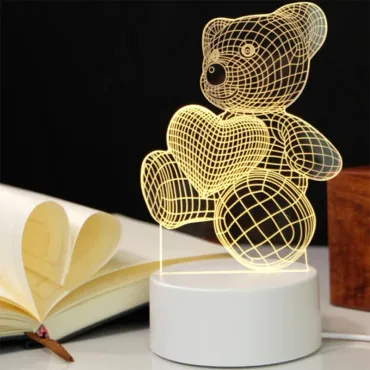 3D LED нощна лампа в три варианта Мече, Сърце и Китара - 3DLamp