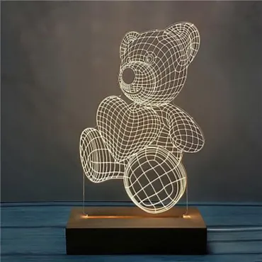 3D LED нощна лампа в три варианта Мече, Сърце и Китара - 3DLamp