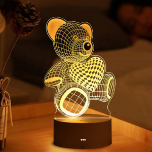 3D LED нощна лампа в три варианта Мече, Сърце и Китара - 3DLamp