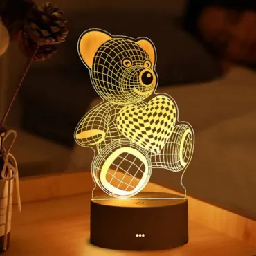 3D LED нощна лампа в три варианта Мече, Сърце и Китара - 3DLamp