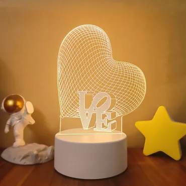 3D LED нощна лампа в три варианта Мече, Сърце и Китара - 3DLamp