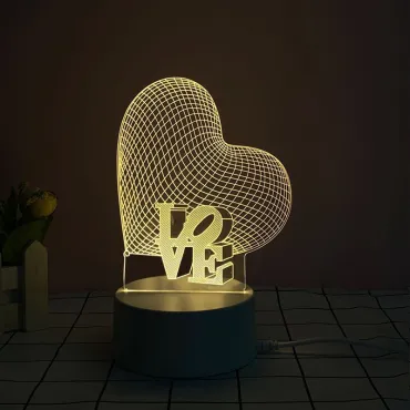 3D LED нощна лампа в три варианта Мече, Сърце и Китара - 3DLamp