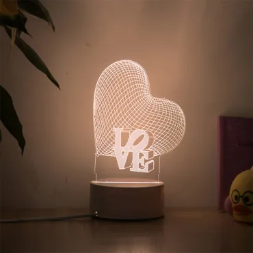 3D LED нощна лампа в три варианта Мече, Сърце и Китара - 3DLamp