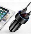 Цифрово зарядно за кола с LED дисплей, двупортово USB зарядно за запалка - CarCharge Dual USB