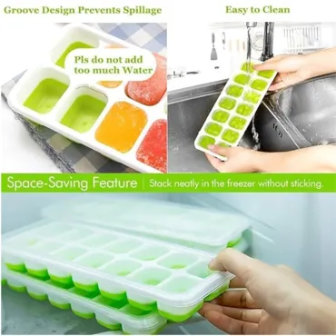 Силиконова форма за кубчета лед, устойчив на разливане капак - IceCubeTray