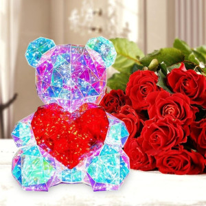 Светещо 3D Mече със сърце, нощна лампа - BearLove