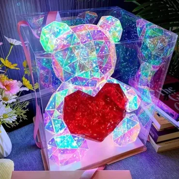 Светещо 3D Mече със сърце, нощна лампа - BearLove