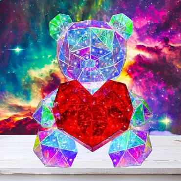 Светещо 3D Mече със сърце, нощна лампа - BearLove