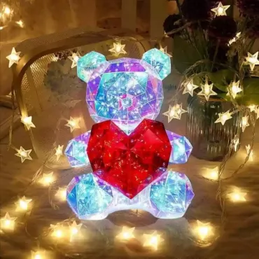 Светещо 3D Mече със сърце, нощна лампа - BearLove