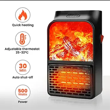 Отоплителна мини печка, духалка с камина ефект 1000W - MiniStove