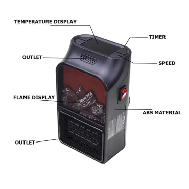 Отоплителна мини печка, духалка с камина ефект 1000W - MiniStove