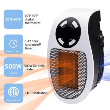 Мини вентилаторна печка-духалка за контакт 400W/500W/900W - Mini Heater