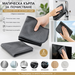 Микрофибърна кърпа за почистване, магическа почистваща кърпа, комплект 2 броя - MagicSet
