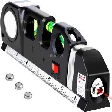 Лазерен нивелир с вградена ролетка и око за хоризонт, вертикал и 45° наклон - LaserLevel