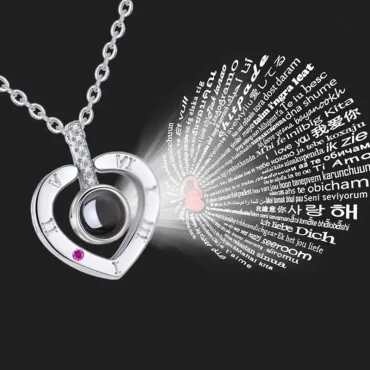 Колие с надпис Обичам те на 100 езика - LoveYouNecklace