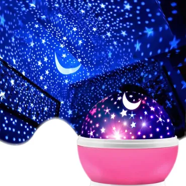 Детска нощна лампа проектор с луна и звезди - MiniStarlight