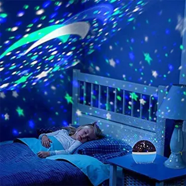 Детска нощна лампа проектор с луна и звезди - MiniStarlight