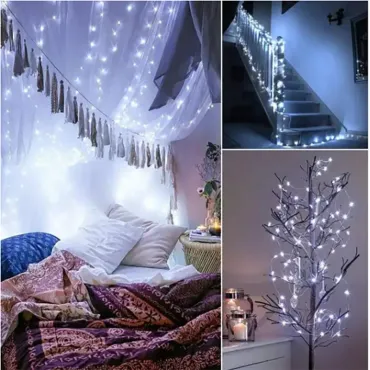 Соларни градински лампички гирлянд 10м. цветни- FairyLights