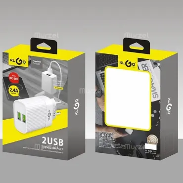Адаптер/Зарядно за смартфон KLGO Premium Quality 2xUSB, 2.4A - PhoneCharger