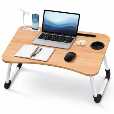 Дървена масичка за легло - 4 usb и лампа | jumbo-catalog.bg