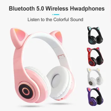 Слушалки Котешки уши - Розови, Зелени, Лилави