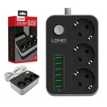 Разклонител с USB портове - 2 метра кабел