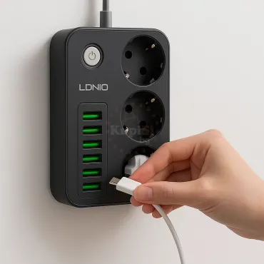 Разклонител с USB портове - 2 метра кабел