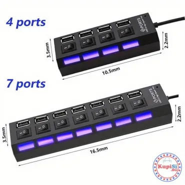USB Разклонител за лаптоп със 7 порта - jumbo-catalog.bg