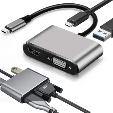 Мултифункционален USB-C към HDMI 4K и VGA адаптер 4-в-1 | jumbo-catalog.bg