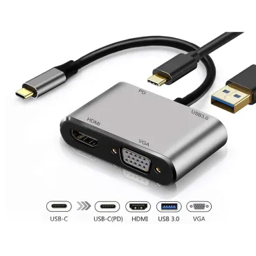 Мултифункционален USB-C към HDMI 4K и VGA адаптер 4-в-1 | jumbo-catalog.bg