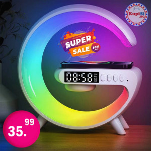 LED лампа с вграден часовник и QI зарядно устройство – jumbo-catalog.bg