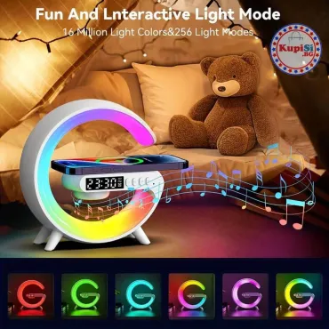LED лампа с вграден часовник и QI зарядно устройство – jumbo-catalog.bg