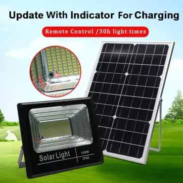 Соларна LED лампа 100W за двор и улица – jumbo-catalog.bg