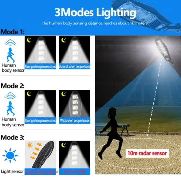 LED лампа с 3 режима и сензор за движение за двор и градина
