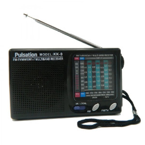 Преносимо радио Pulsation KK-9, FM, SW, TV, високо чувствителна антена, Черно
