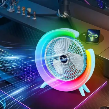 Портативен USB вентилатор с LED ринг | jumbo-catalog.bg