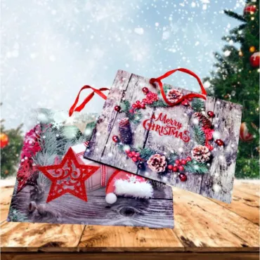 Картонена Коледна торбичка Merry Christmas