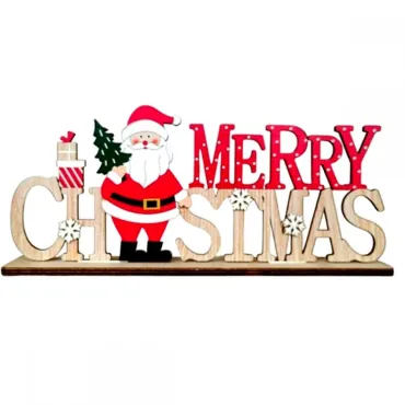 Дървена коледна табела Merry Christmas с Дядо Коледа | jumbo-catalog.bg