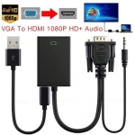 VGA към HDMI 1080P HD Audio TV AV HDTV видео кабел - конвертор, адаптер