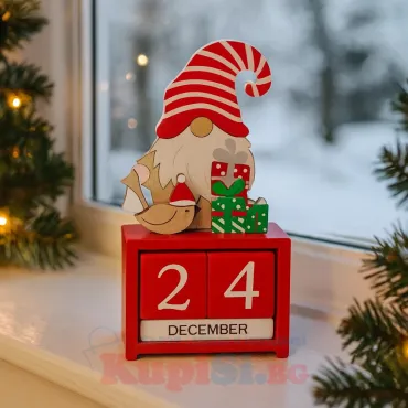 Дървен коледен календар – Дядо Коледа | jumbo-catalog.bg