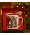Порцелановаа Коледна чаша с лъжичка, Merry Christmas