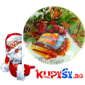 Стъклено плато с Коледни камбанки