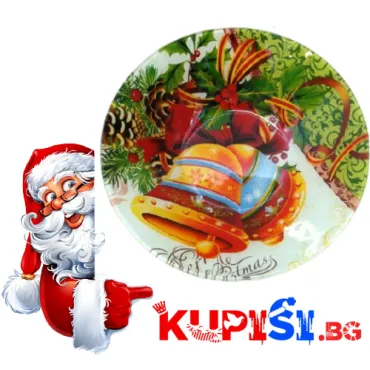 Стъклено плато с Коледни камбанки