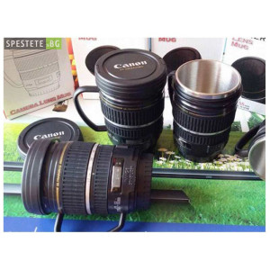 Термо чаша с форма на обектив Canon с дръжка