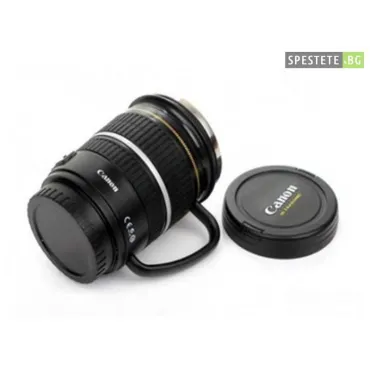 Термо чаша с форма на обектив Canon с дръжка