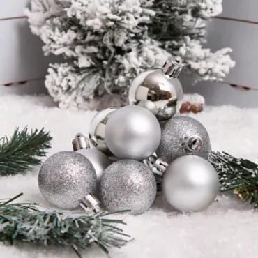 Коледни топки за украса - сребърни | jumbo-catalog.bg