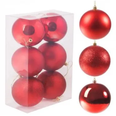 Червени коледни топки - 6 броя | jumbo-catalog.bg